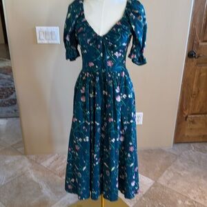 Hill House green floral dress